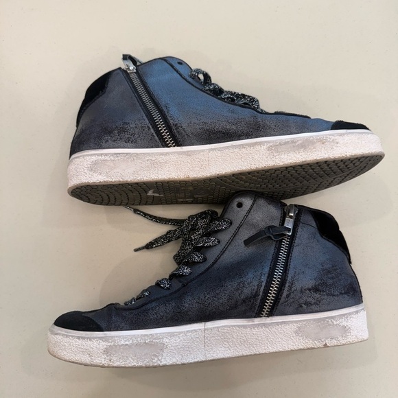 Men Leather Crown Black Sneakers High-Top Lace-Up